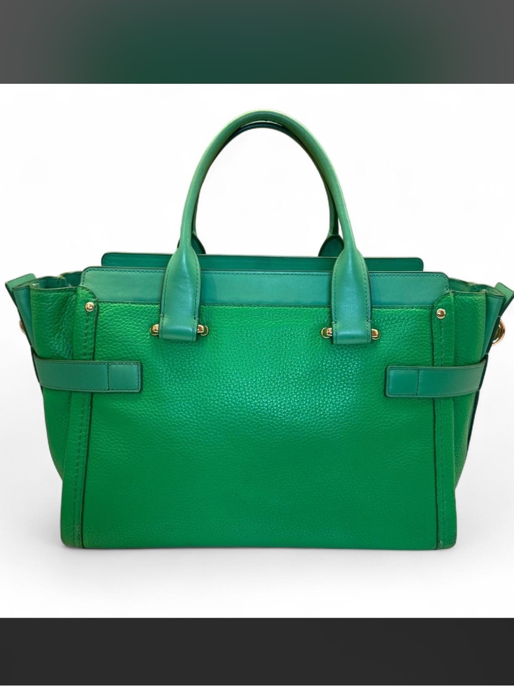 COACH Swagger Carryall 27 Satchel Pebble Leather Kelly Green | Style 34408 - Picture 4 of 13